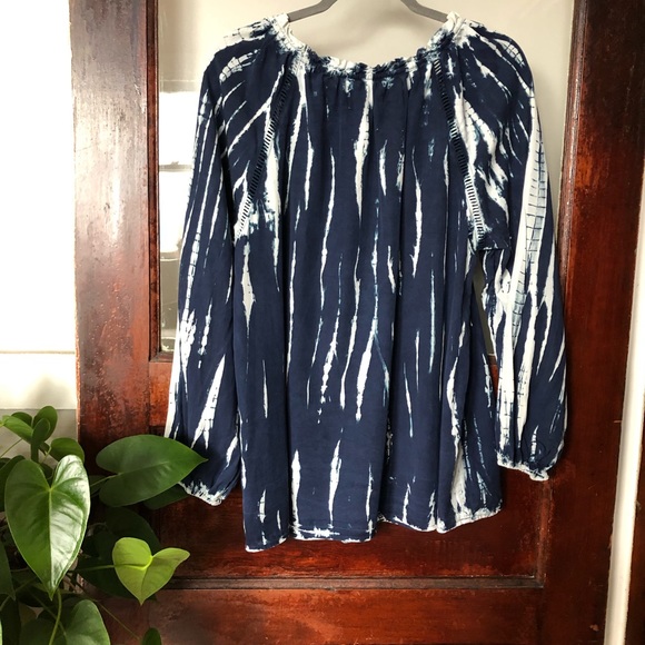 Knox Rose Tie Dye Peasant Bohemian Festival Top XXL - Picture 3 of 11